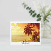 Tahiti sunset white text briefkaart (Staand voorkant)