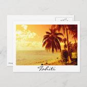 Tahiti sunset white text briefkaart (Voorkant / Achterkant)
