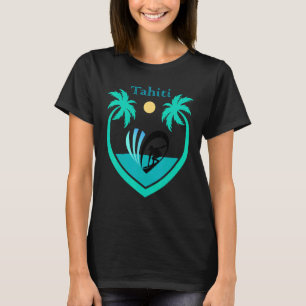 Tahiti Surfing Pacific Polynesia Zee Palm Tree Sur T-shirt