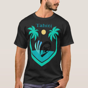 Tahiti Surfing Pacific Polynesia Zee Palm Tree Sur T-shirt
