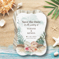 Tahiti | Tropische Aquarel Palmbladeren & Bloemen