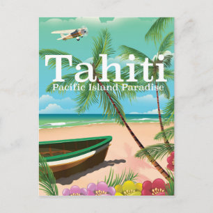 Tahiti vintage reisposter briefkaart