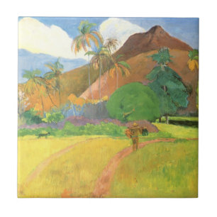 Tahitian Landscape, Mountains Tahiti, Paul Gauguin Tegeltje