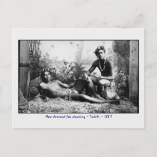 Tahitian Mannen gekleed voor dansende foto Briefkaart