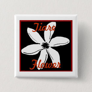 Tahitian Tiare flower Vierkante Button 5,1 Cm