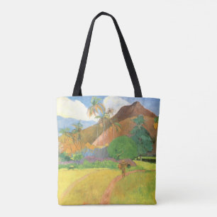Tahitisch landschap, bergen Tahiti, Paul Gauguin Draagtas