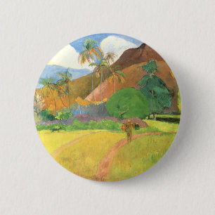 Tahitisch landschap, bergen Tahiti, Paul Gauguin Ronde Button 5,7 Cm