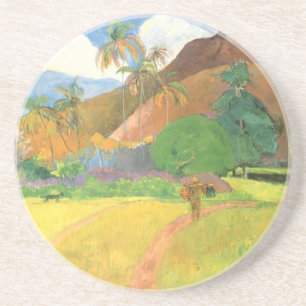 Tahitisch Landschap, Bergen Tahiti, Paul Gauguin Zandsteen Onderzetter