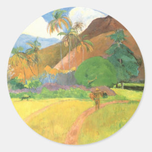 Tahitisch Landschap, Berglandschap Tahiti, Paul Ga Ronde Sticker