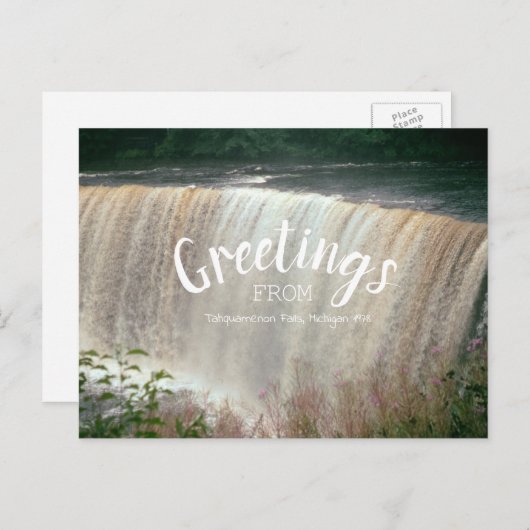 Tahquamenon Herfsten Greetings Michigan Waterfall Briefkaart (Voorkant / Achterkant)