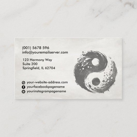 Tai Chi en Qigong instructeur Visitekaartje (Achterkant)