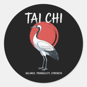 Tai Chi Qigong Kraan Martial Arts Yoga Meditatie Ronde Sticker