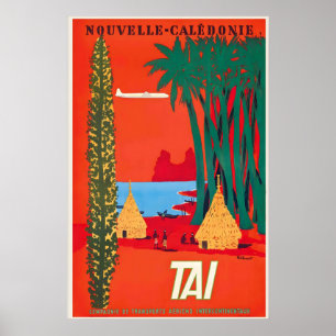 TAI naar Nieuw-Caledonië, Stille Oceaan Reisgids u Poster