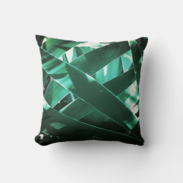 Taie de coussin à feuilles de plante vert pâle (Recto)