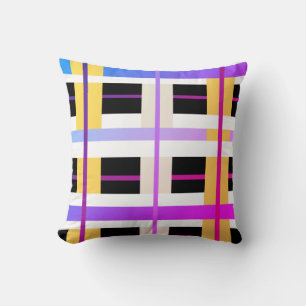 Taie de coussin à motif rose coloré vérifié