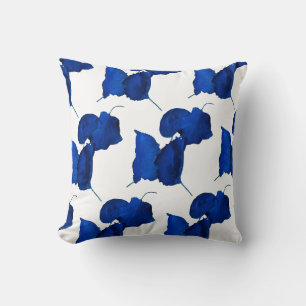 Taie de coussin aux feuilles bleues d'abricotier
