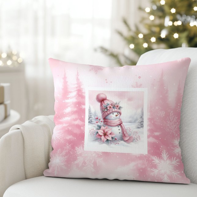 Taie de coussin de vacances pour enfants de la for (Rustic Pinkmas Winter Forest Kids Holiday Pillow

)