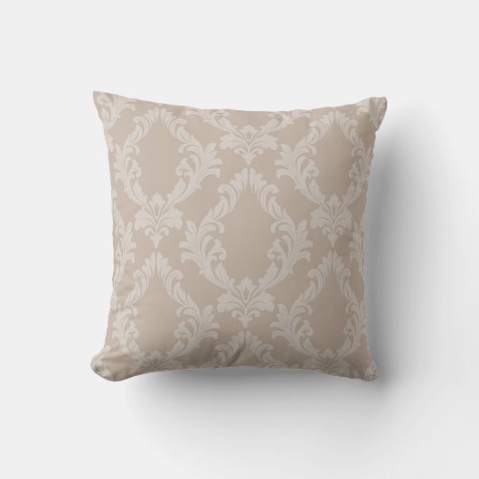 Taie de coussin élégante Taupe à motif damassé (Recto)