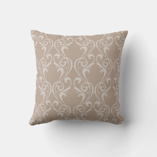 Taie de coussin élégante Taupe à motif damassé 4 (Verso)
