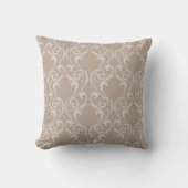 Taie de coussin élégante Taupe à motif damassé 4 (Recto)