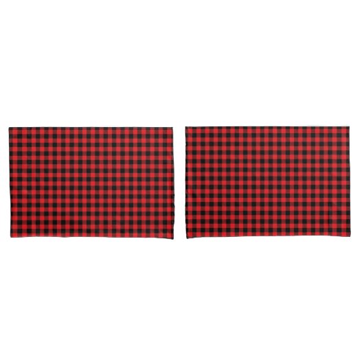 Taie d'oreiller carreau rouge buffle Paire (devant-Set)