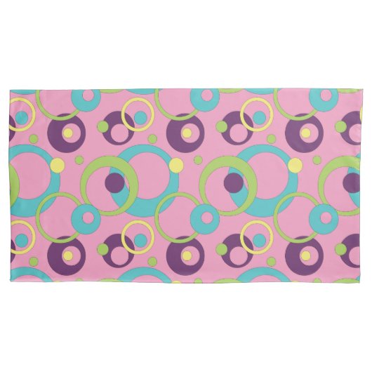 Taie d'oreiller Cercles Roses Funky (devant)