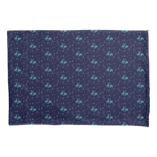 Taie d'oreiller Cerf Clair de Lune Bleu (devant)