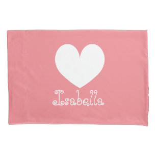 Taie d'oreiller cœur corail personnalisée pour cha