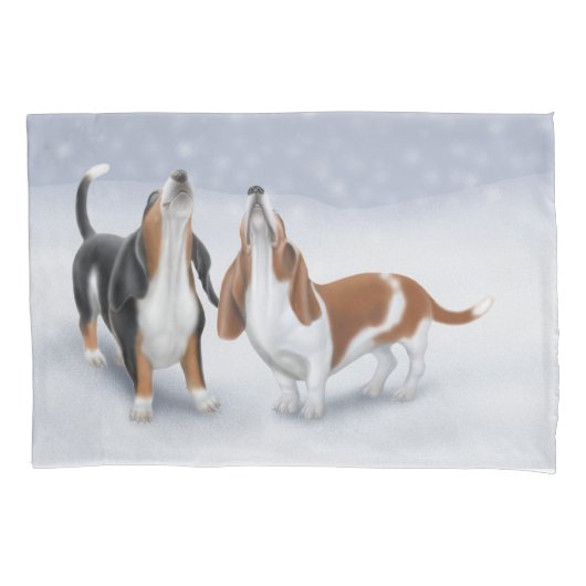 Taie d'oreiller de chiens de basset de neige (devant)