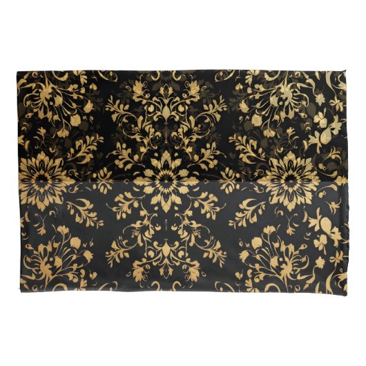 Taie d'oreiller de style luxueux motif noir jaune (devant-gauche)