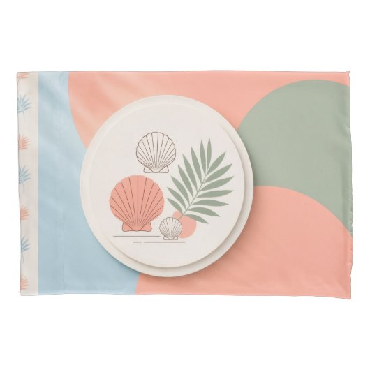 Taie d'oreiller Été Coquillage & Feuille de Palmie (devant)