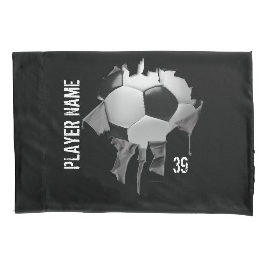 Taie d'oreiller foncée personnalisée par football (devant)