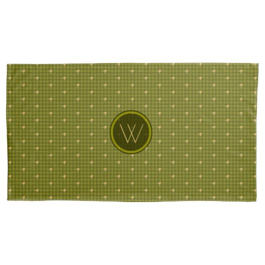 Taie d'oreiller Houndstooth à accent doré et olive (devant)