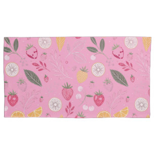 Taie d'oreiller King Size Rose Fleur et Fraise