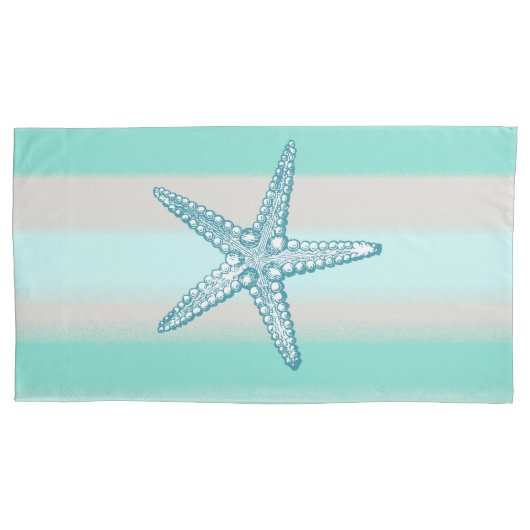 Taie d'oreiller nautique d'étoiles de mer de vie (devant)