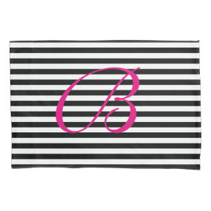 Taie d'oreiller noire et blanche de monogramme de