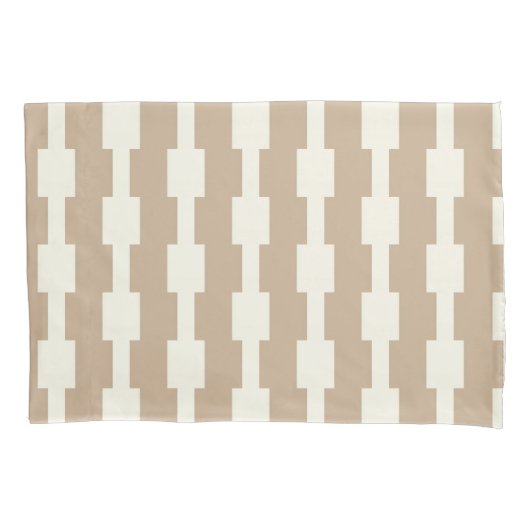 Taie d'oreiller Rayure Blanche et Beige (devant)
