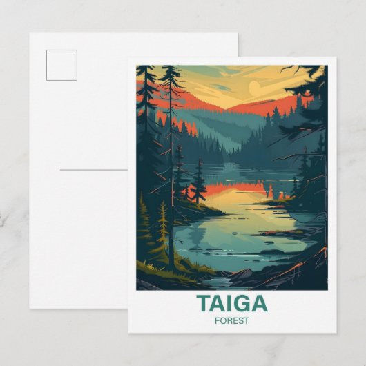 Taiga Forest Illustratie Reizen Briefkaart (Voorkant / Achterkant)