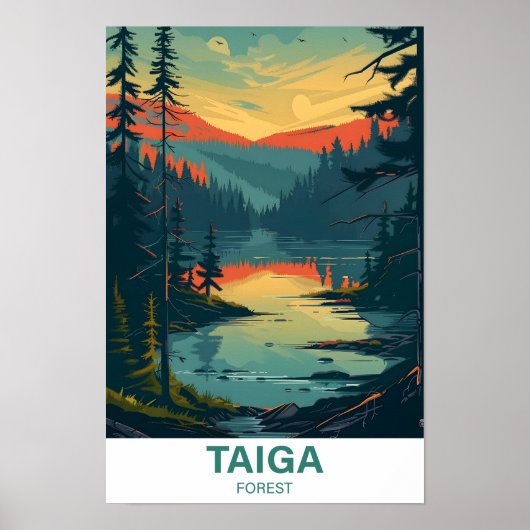Taiga Forest Illustratie Reizen Poster (Voorkant)