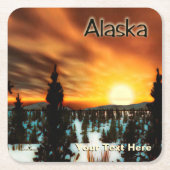 Taiga Sun - Alaska Vierkante Kartonnen Onderzetter (Voorkant)