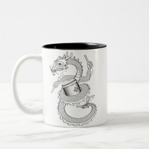 Taiko Dragon in zwart-wit Tweekleurige Koffiemok
