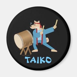 Taiko Drum Cartoon Dog Taiko Drummer Magneet