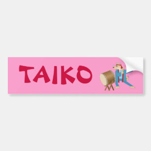 Taiko Drum Cartoon Hond Taiko Drummer Bumpersticker