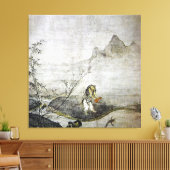 Taikō Josetsu / Een meerval vangen met een kalebas Canvas Afdruk (Insitu (Woonkamer))