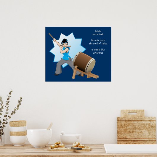 Taiko smelt als Geweldige (Art + Haiku) Poster (Keuken)