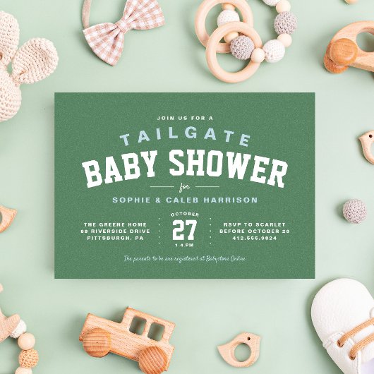 Tailgate baby shower leuk lichtblauw football kaart