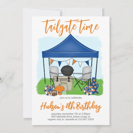 Tailgate Heure Football Anniversaire Invitation (Devant)