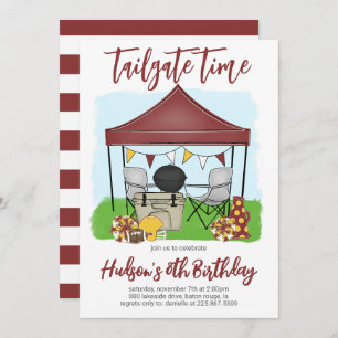 Tailgate Heure Football Anniversaire Invitation