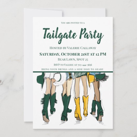 Tailgate Party Waco Dames Cowboy Laarzen Groen Gou Kaart (Voorkant)
