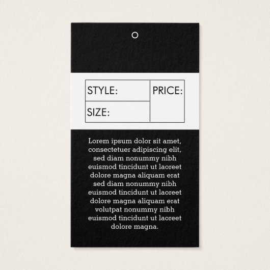 Taille de l'entreprise Étiquette Vêtements Prix Ha (Dos)